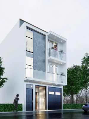 Remodelación de vivienda en Carabayllo convertida en farmacia moderna, con diseño arquitectónico contemporáneo desarrollado por Arqbimstudio, especialistas en arquitectura y construcción en Perú.